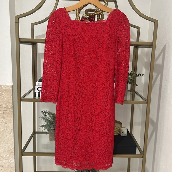 Red lace sheath dress - Picture 6 of 11